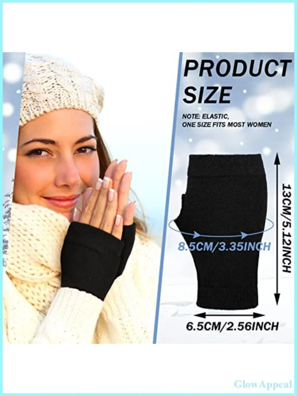 3 Pairs Fingerless Gloves with Thumb Hole Knit Cotton Driving Gloves for Men
